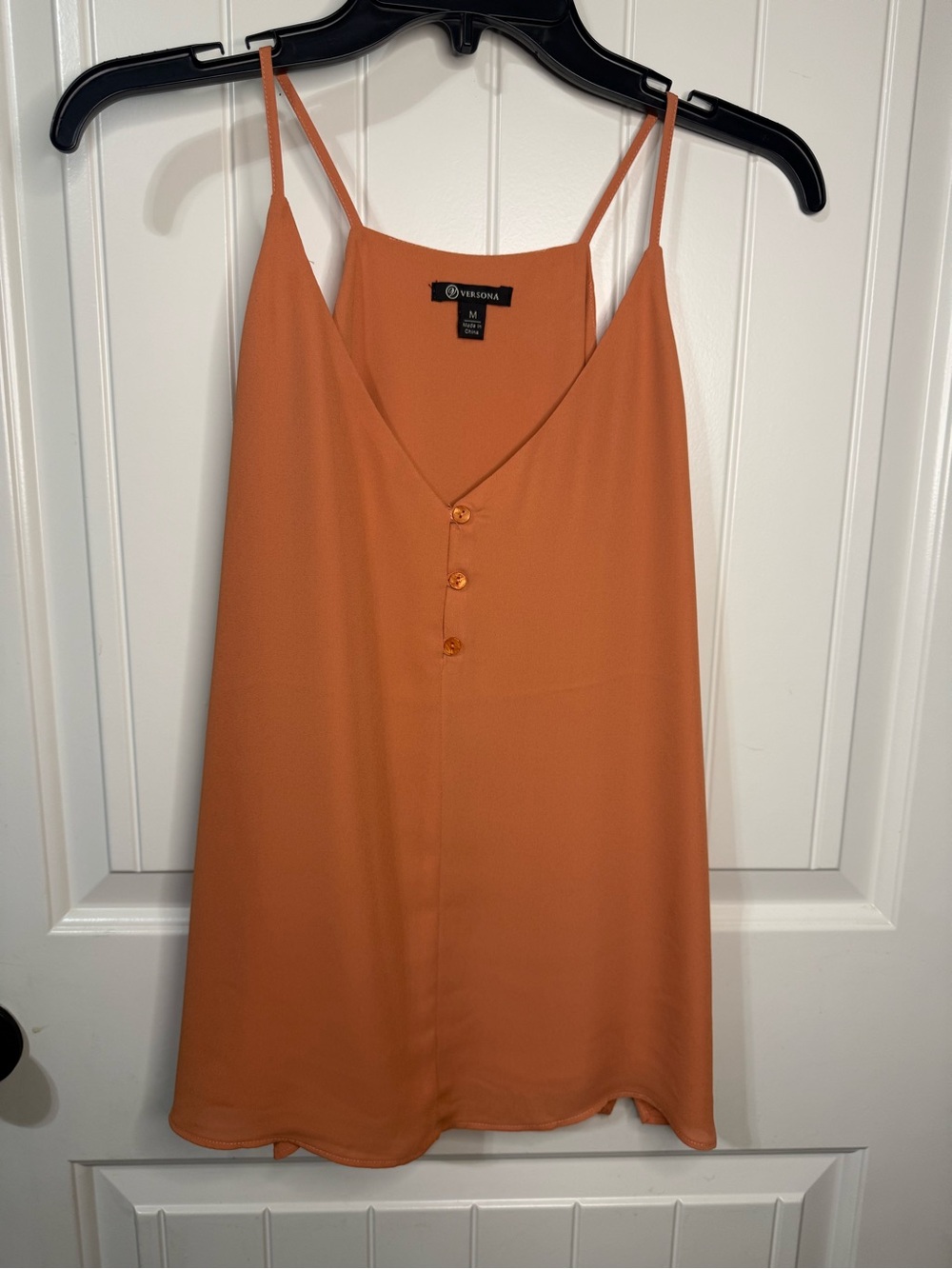 Versona Orange Spaghetti Strap V-Neck Camisole with Button Front